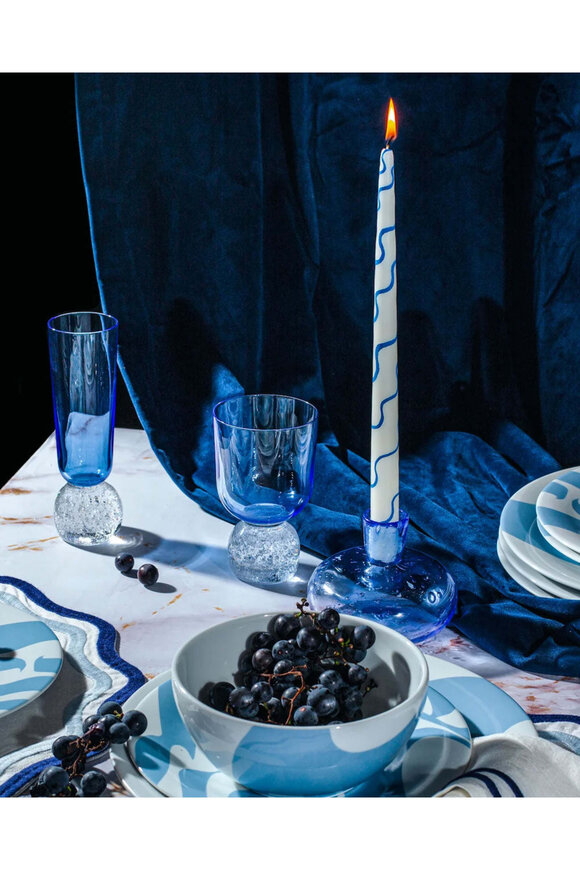 Misette Primary Squiggle Hand Painted Candles in Blue - view 2