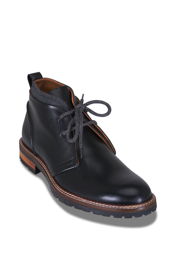 Ron White Larrado Black Leather Lace-Up Boot