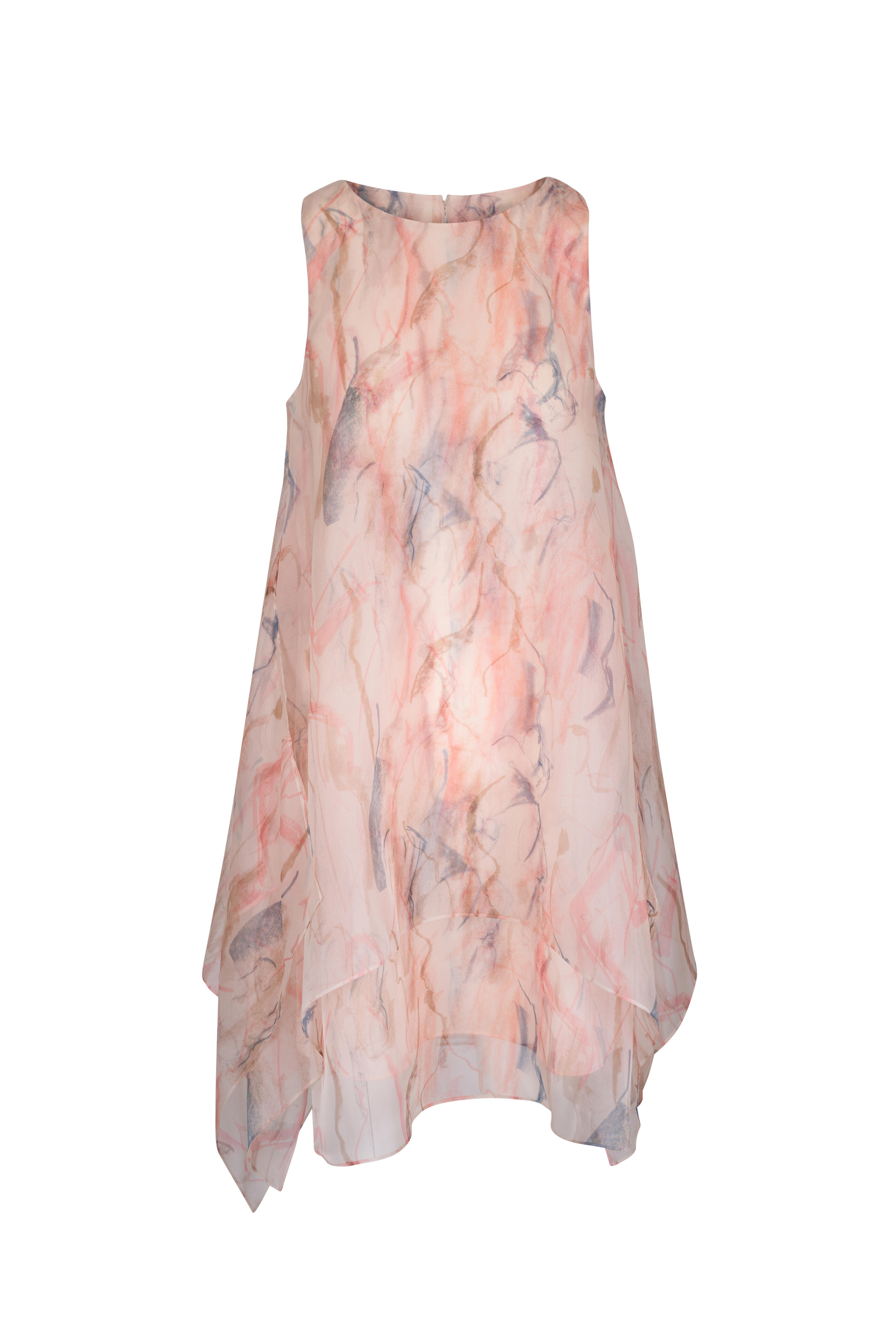 Lafayette 148 New York - Multi-Color Layered Handkerchief Silk Midi Dress