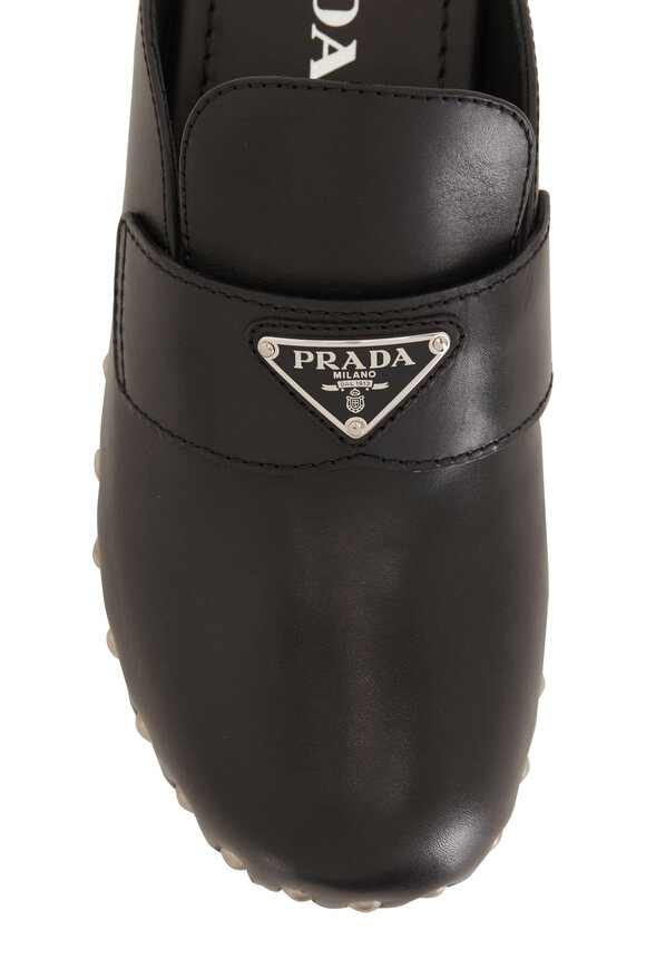 Prada - Black Leather Studded Clog, 45mm