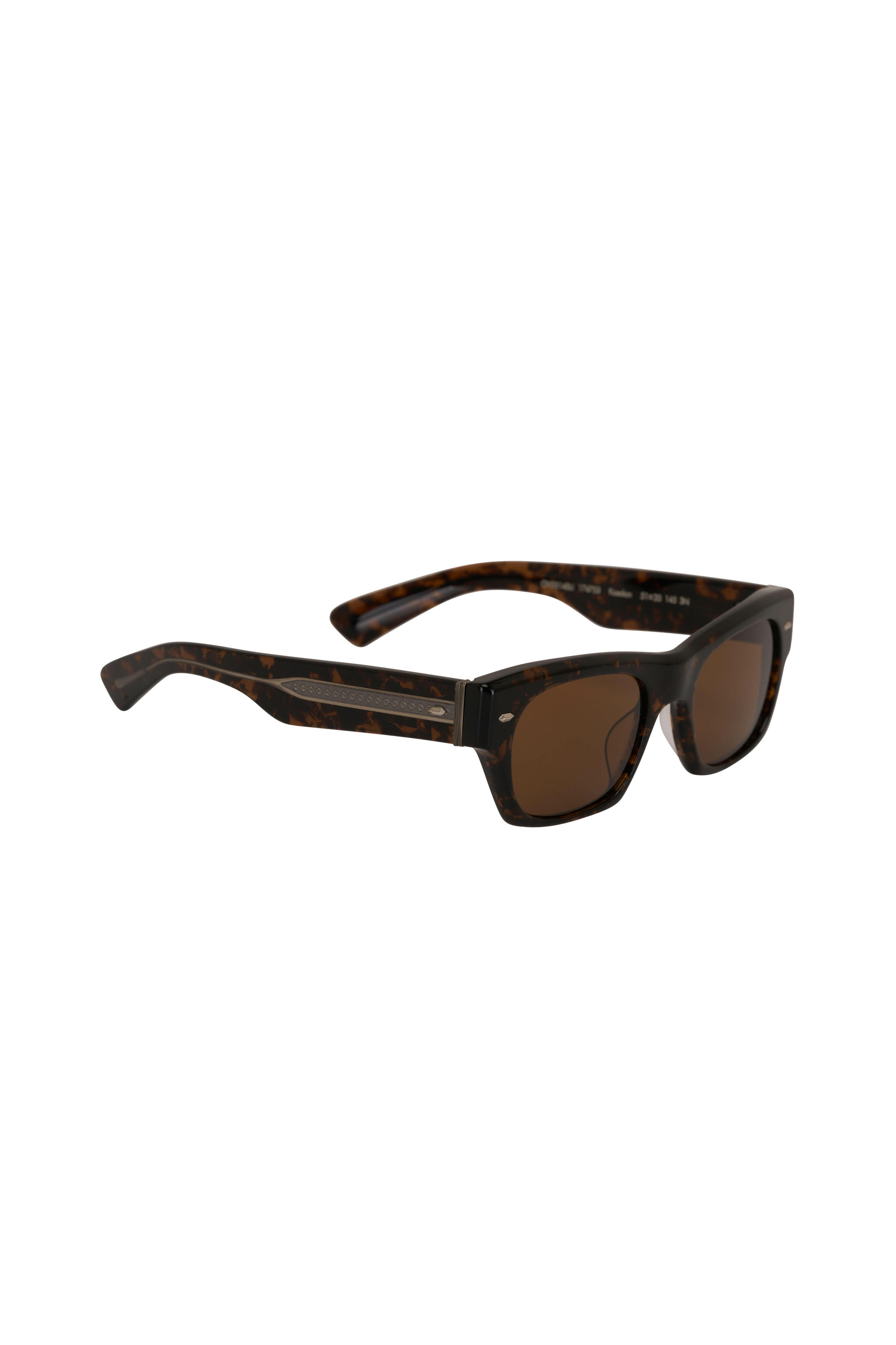 Oliver Peoples - Kasdan Walnut & Tortoise Shell Squared Sunglasses