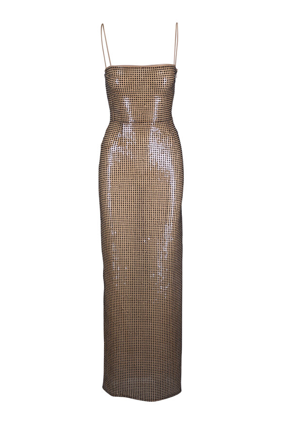 Galvan Stargaze Sheer Beige Dress
