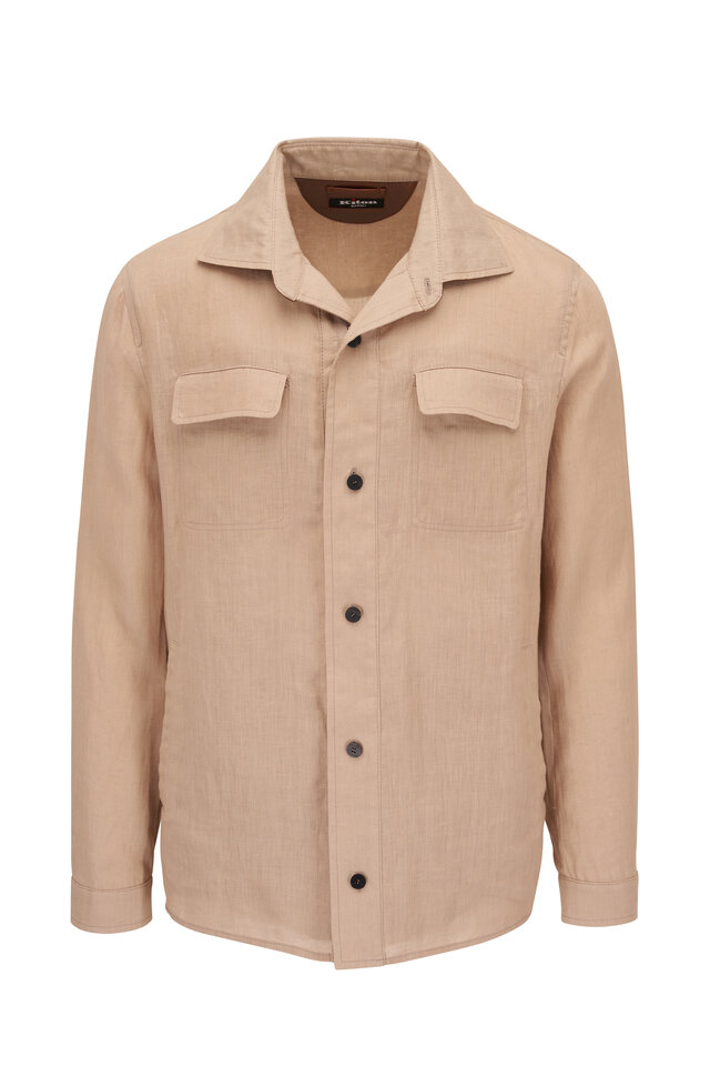 AGNONA ショール Agnona - Taupe Suede Overshirt | Mitchell Stores