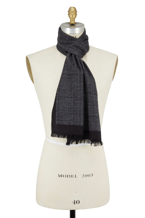 Chelsey Imports - Gray Plaid Silk Scarf