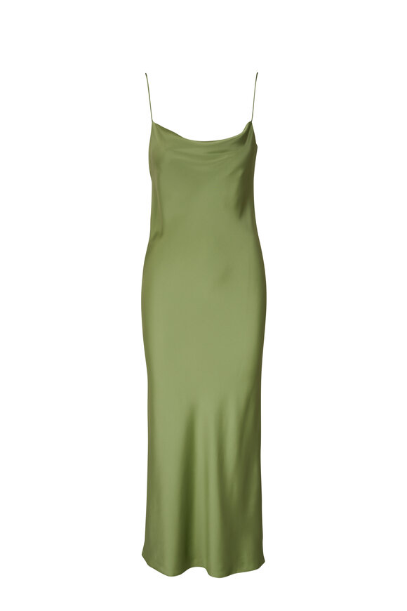 Dorothee Schumacher - Shiny Statement Green Silk Maxi Dress 