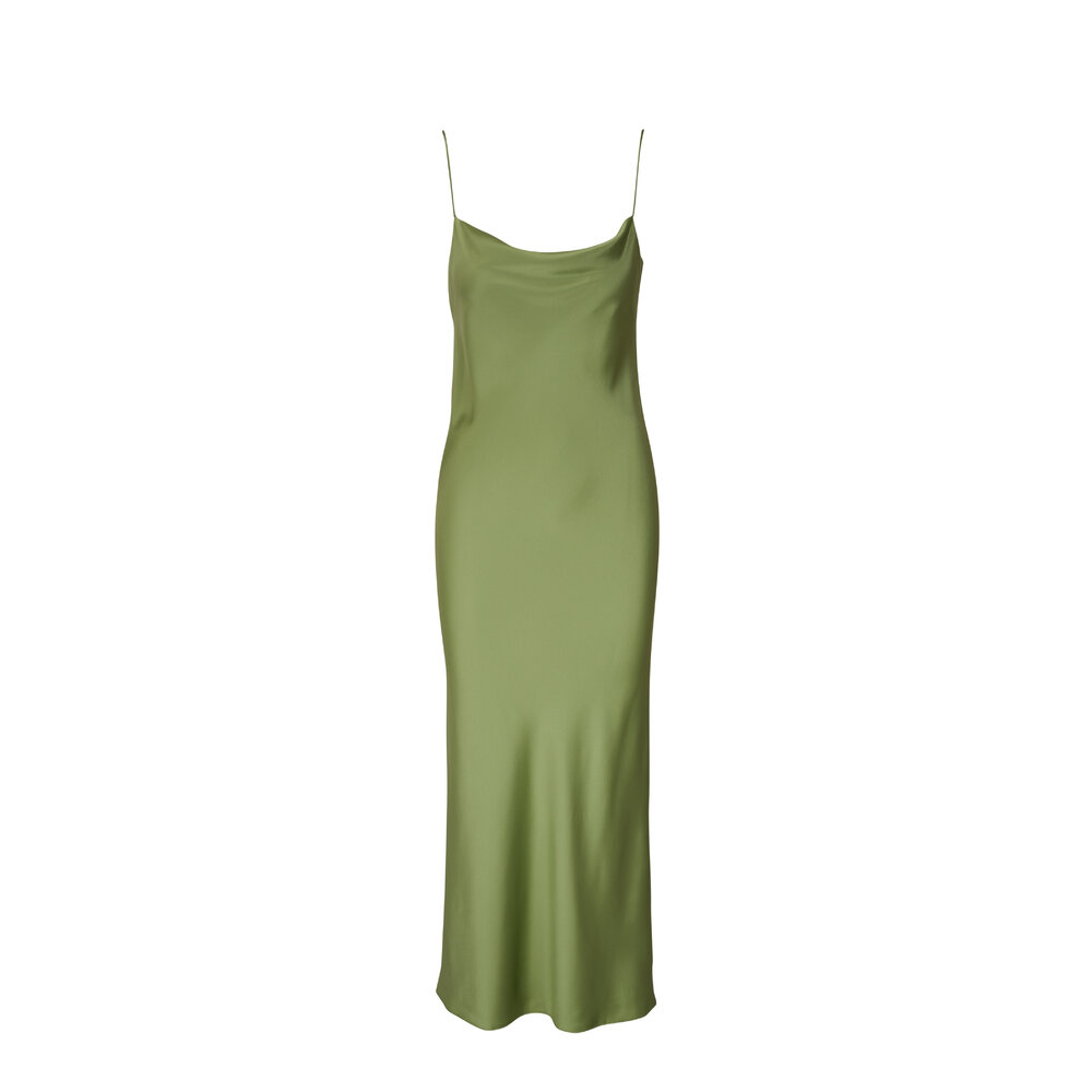 Dorothee Schumacher - Shiny Statement Green Silk Maxi Dress