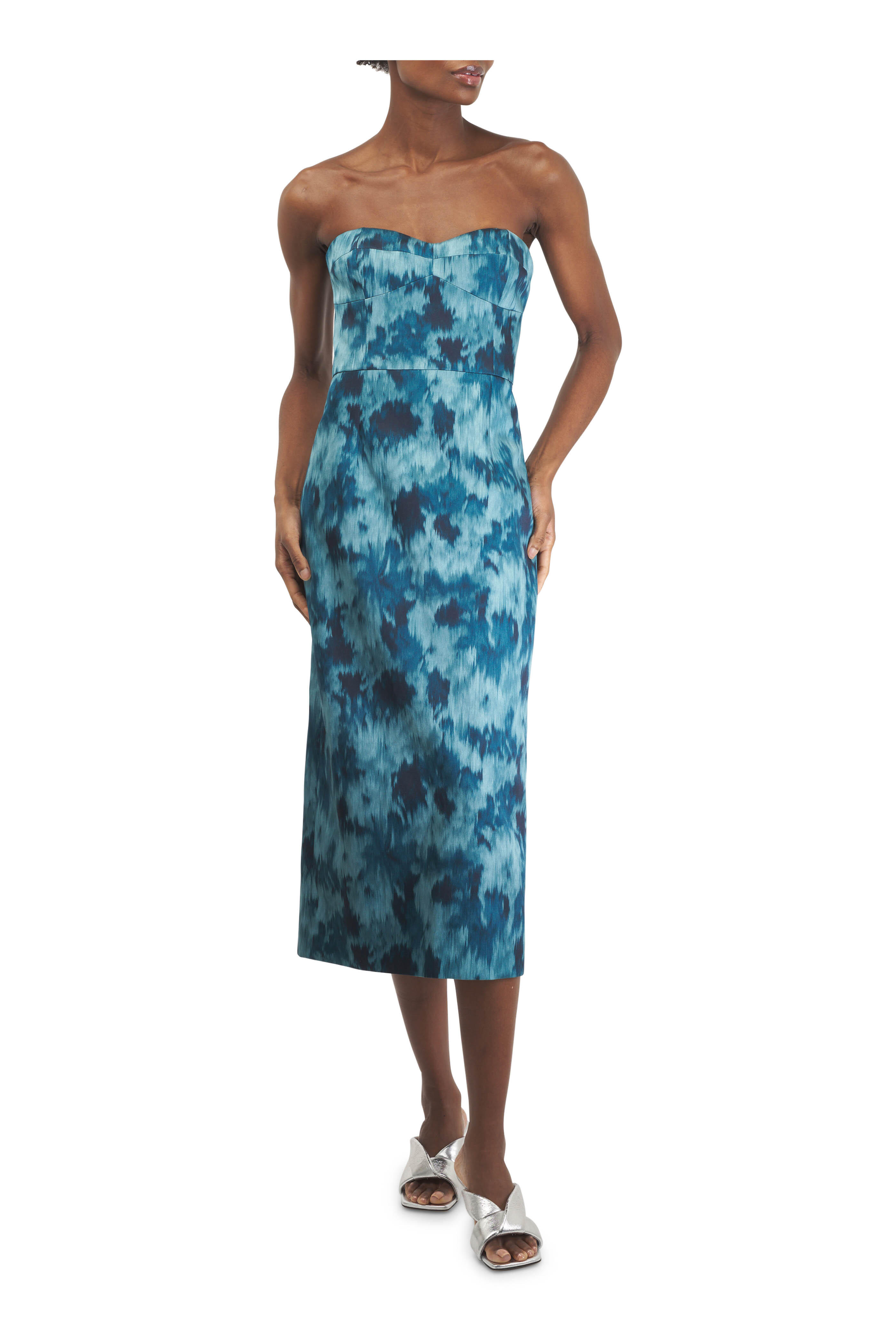 Michael Kors Collection - Seaglass Multi Strapless Bustier Sheath Dress - view 2