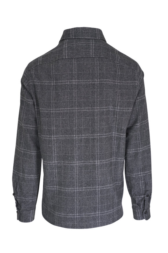 Isaia - Grey Plaid Cashmere Overshirt