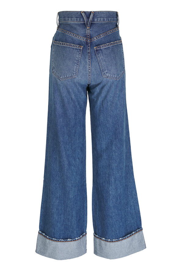 Veronica Beard - Taylor Rebel Stone Blue Cuffed Wide Leg Jean