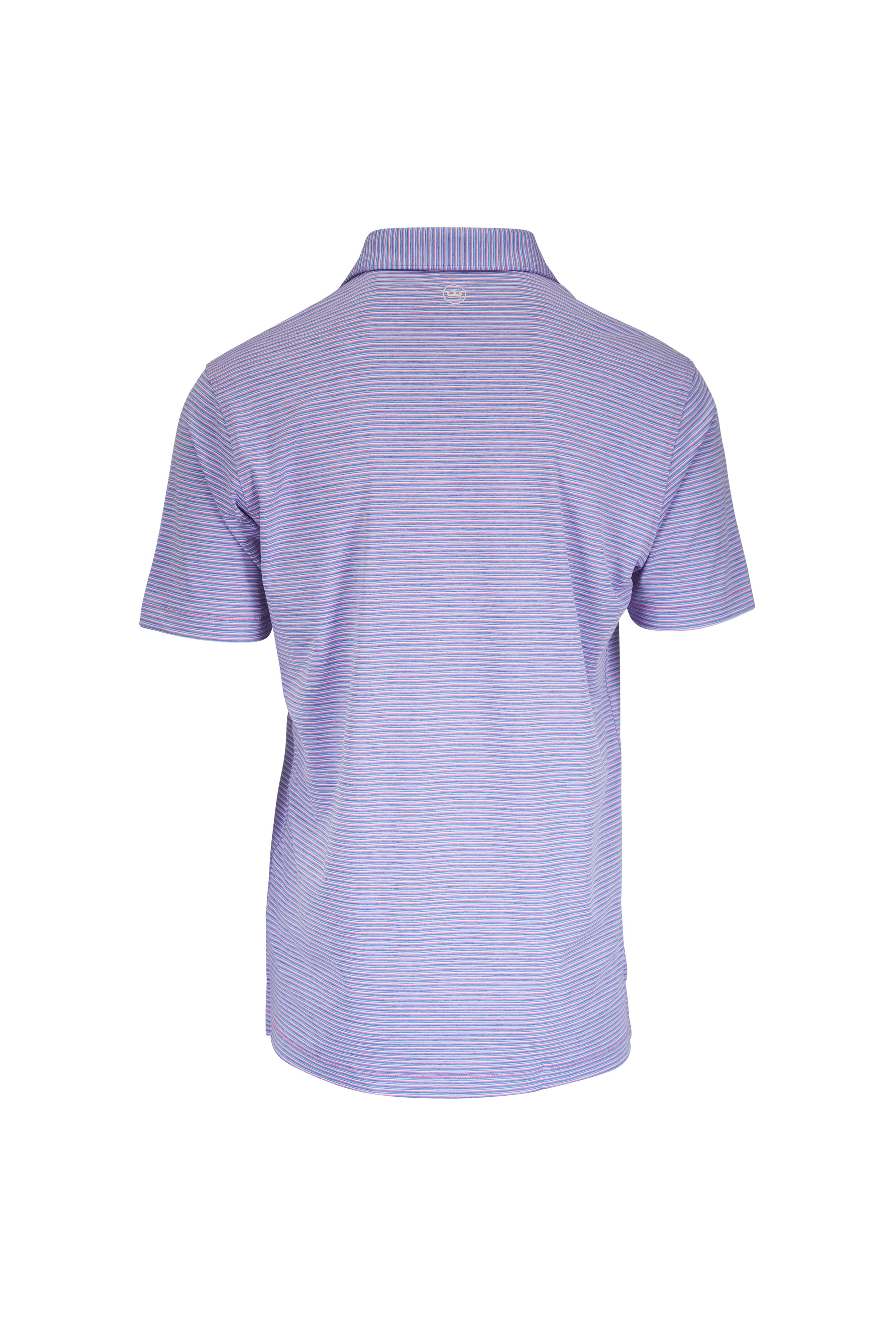 Peter Millar - Melrose Pink & Blue Stripe Performance Polo - view 2