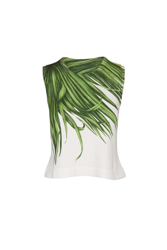 Oscar de la Renta Printed Palm Tree Knit Tank - view 1