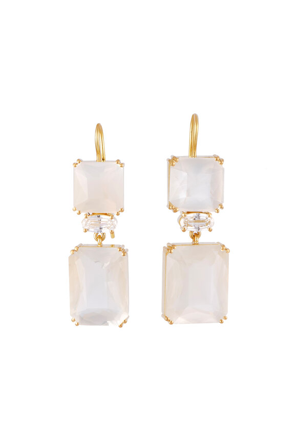 Sylva & Cie 18k Yellow Gold Moonstone & Diamond Earring