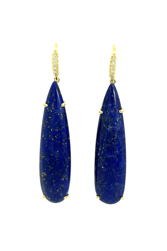 Lauren K 18k Yellow Gold Lapis & Diamond Drop Earring - view 1