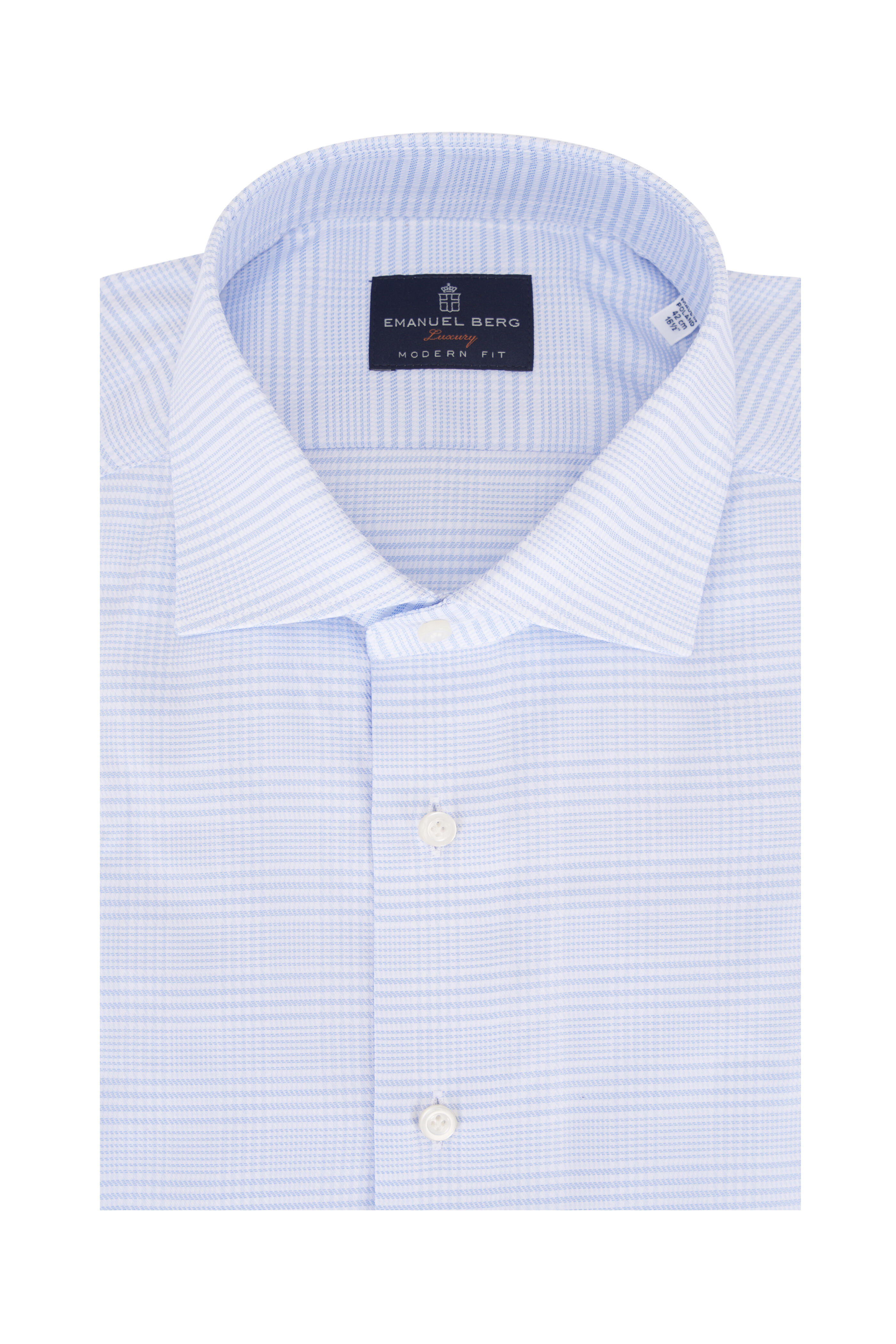 Emanuel Berg - Light Blue Windowpane Plaid Sport Shirt