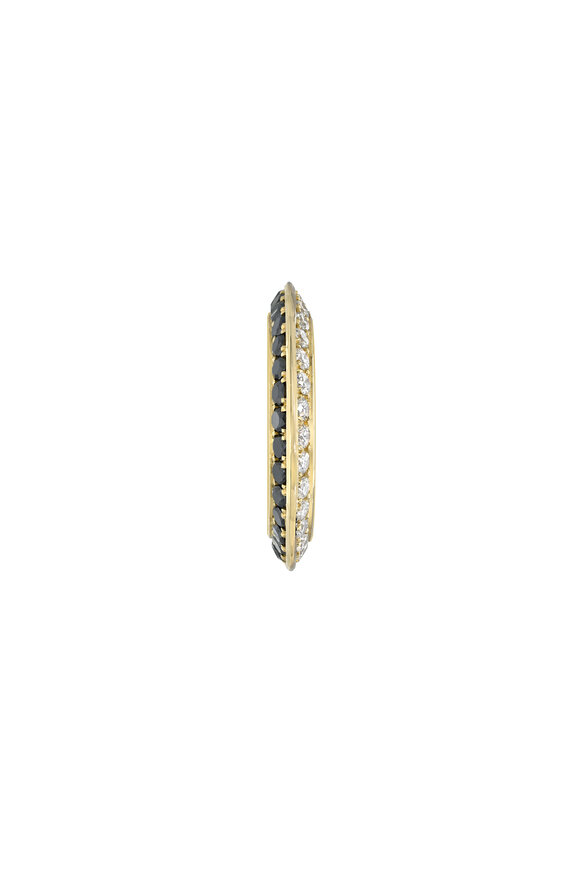 Dru 14k Yellow Gold Black & White Diamond Blade Ring - view 1