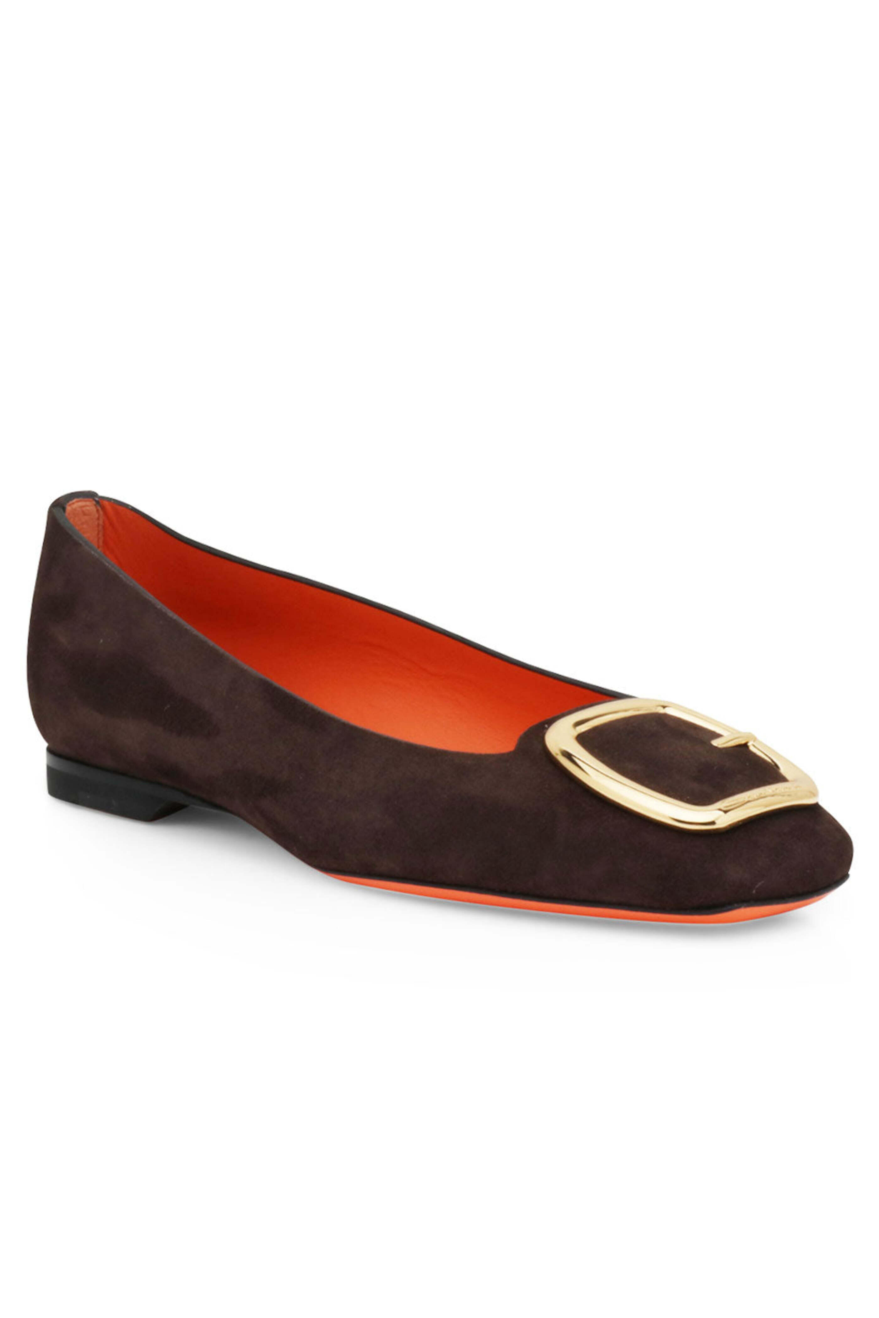 Santoni - Hassie Suede Flat in Brown