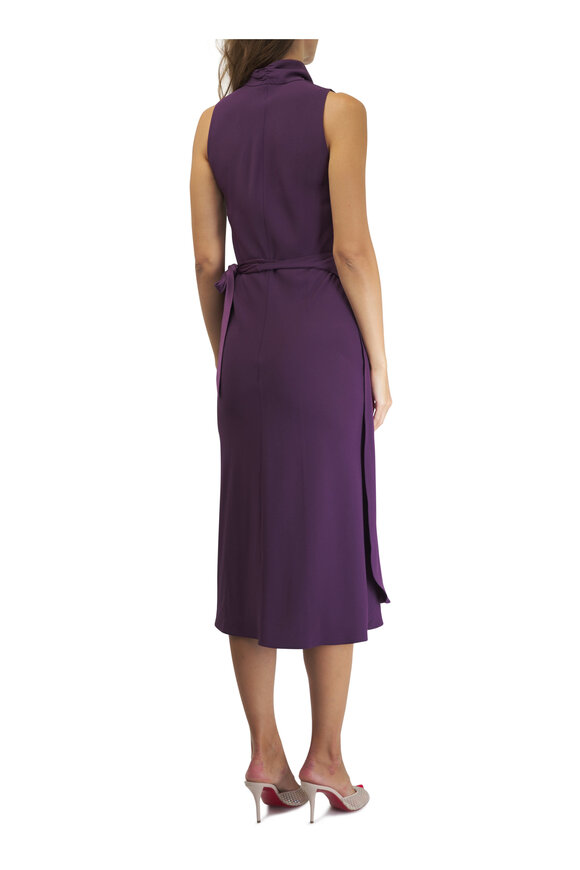 Peter Cohen - Crest Plum Tricot Crepe Sleeveless Wrap Dress