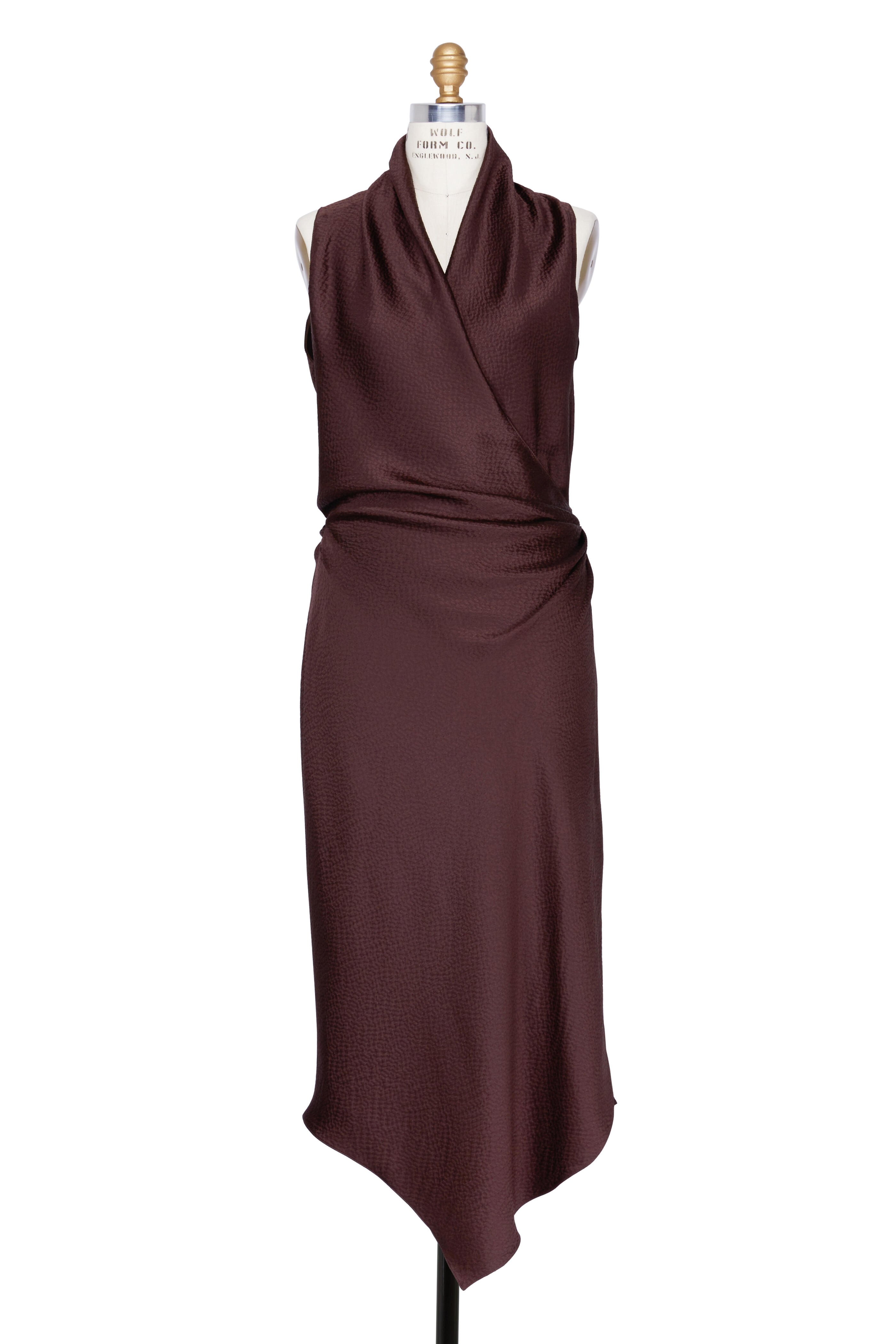 Peter Cohen - Victor Sable Hammered Satin Silk Wrap Dress