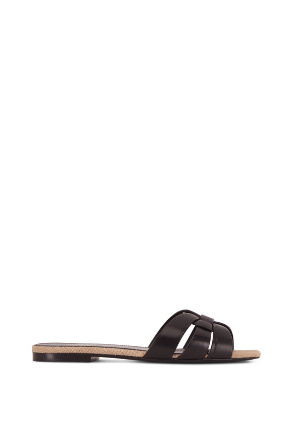 Saint Laurent - Nu Pieds Tribute Black Leather & Canvas Sandal