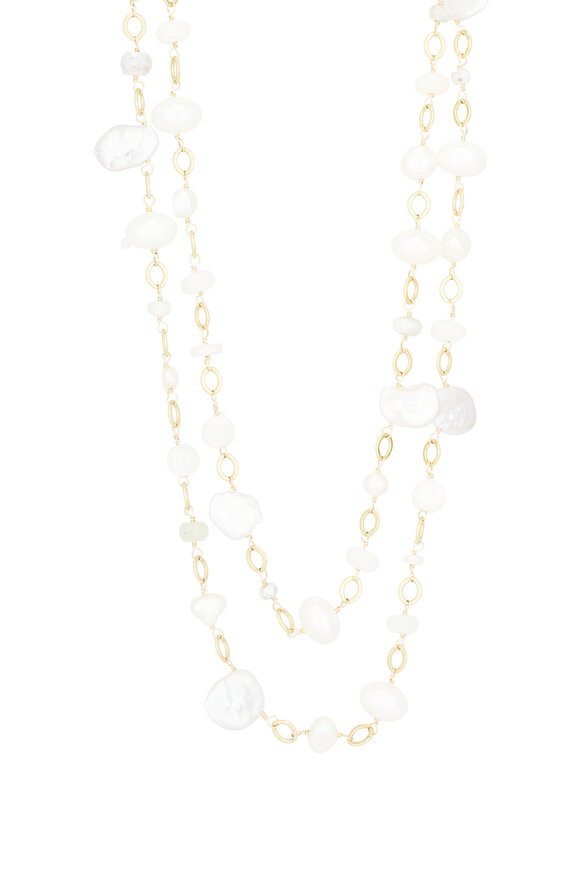 Cristina V. Moonstone & Pearl Hand Link Necklace - view 1