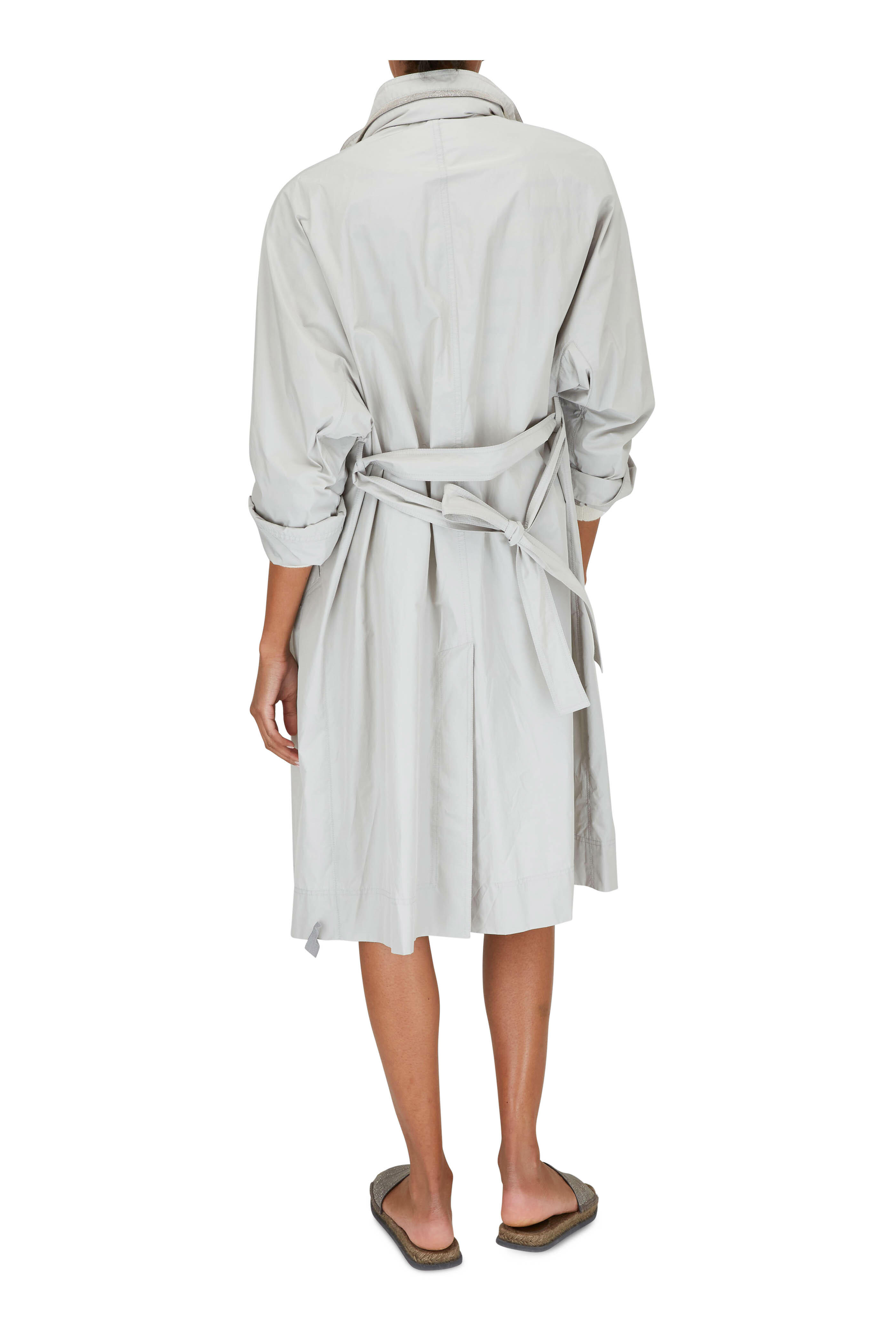 Brunello Cucinelli - Pebble Taffeta Belted Trench Coat