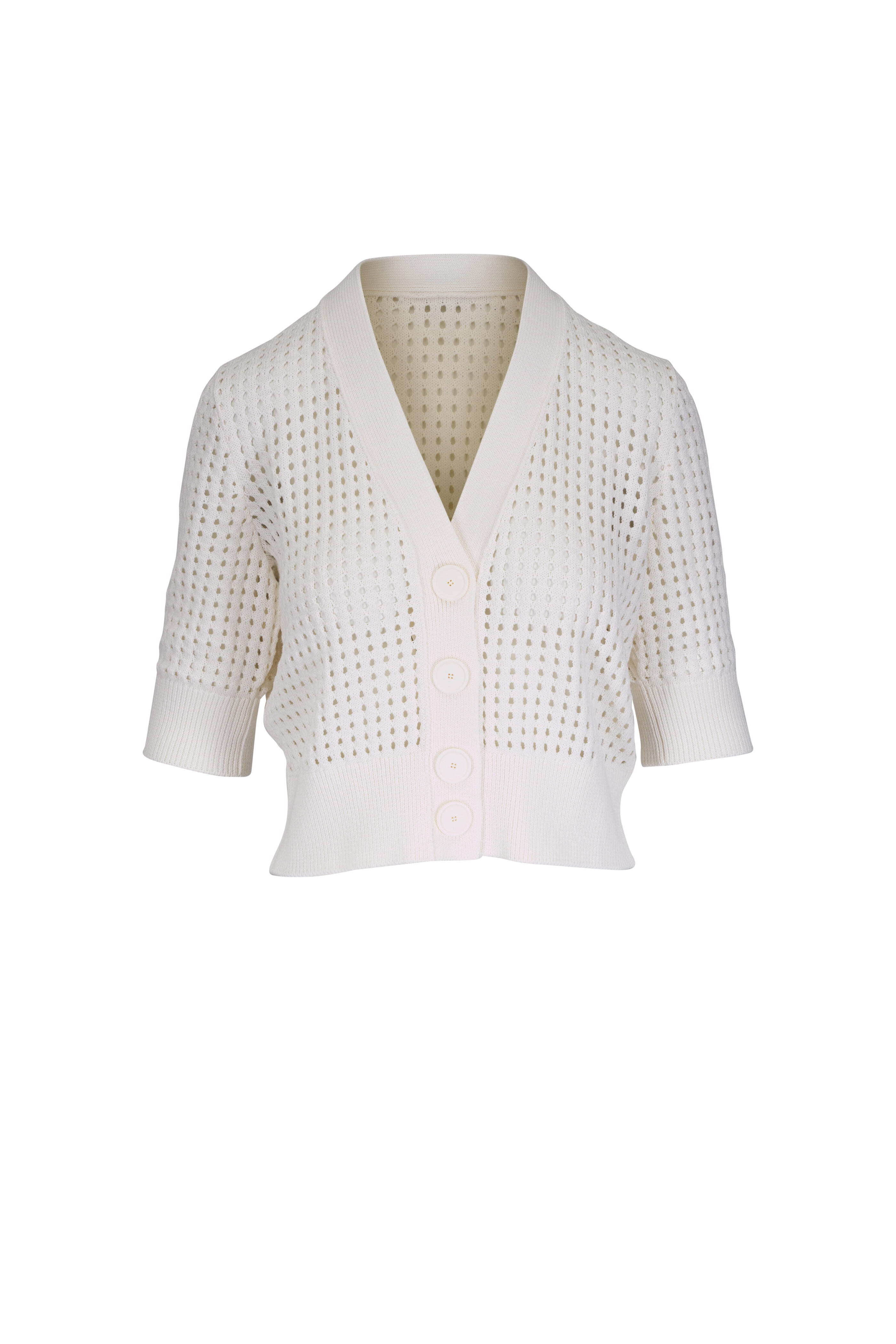 Akris Punto - Cream Chunky Mesh Knit Cardigan