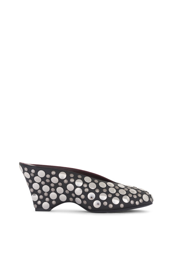 Khaite Cloak Black & Silver Studs Mule, 75mm - view 2
