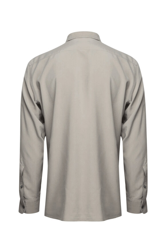 Zegna - Solid Beige Silk Sport Shirt | Mitchell Stores