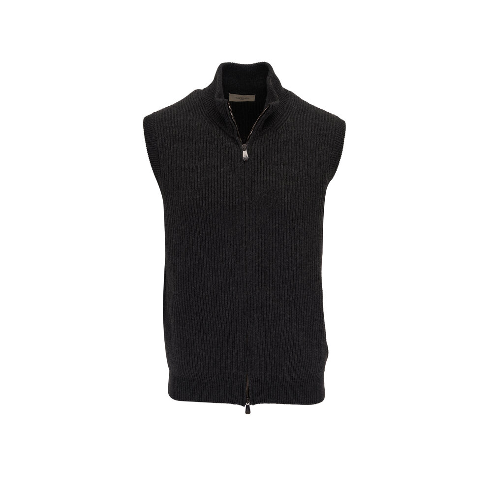 Fratelli Piacenza - Charcoal Gray Ribbed Cashmere Sweater Vest