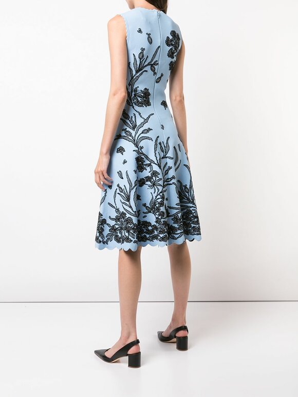 Carolina Herrera - Sky Blue Jacquard Sleeveless A-Line Dress