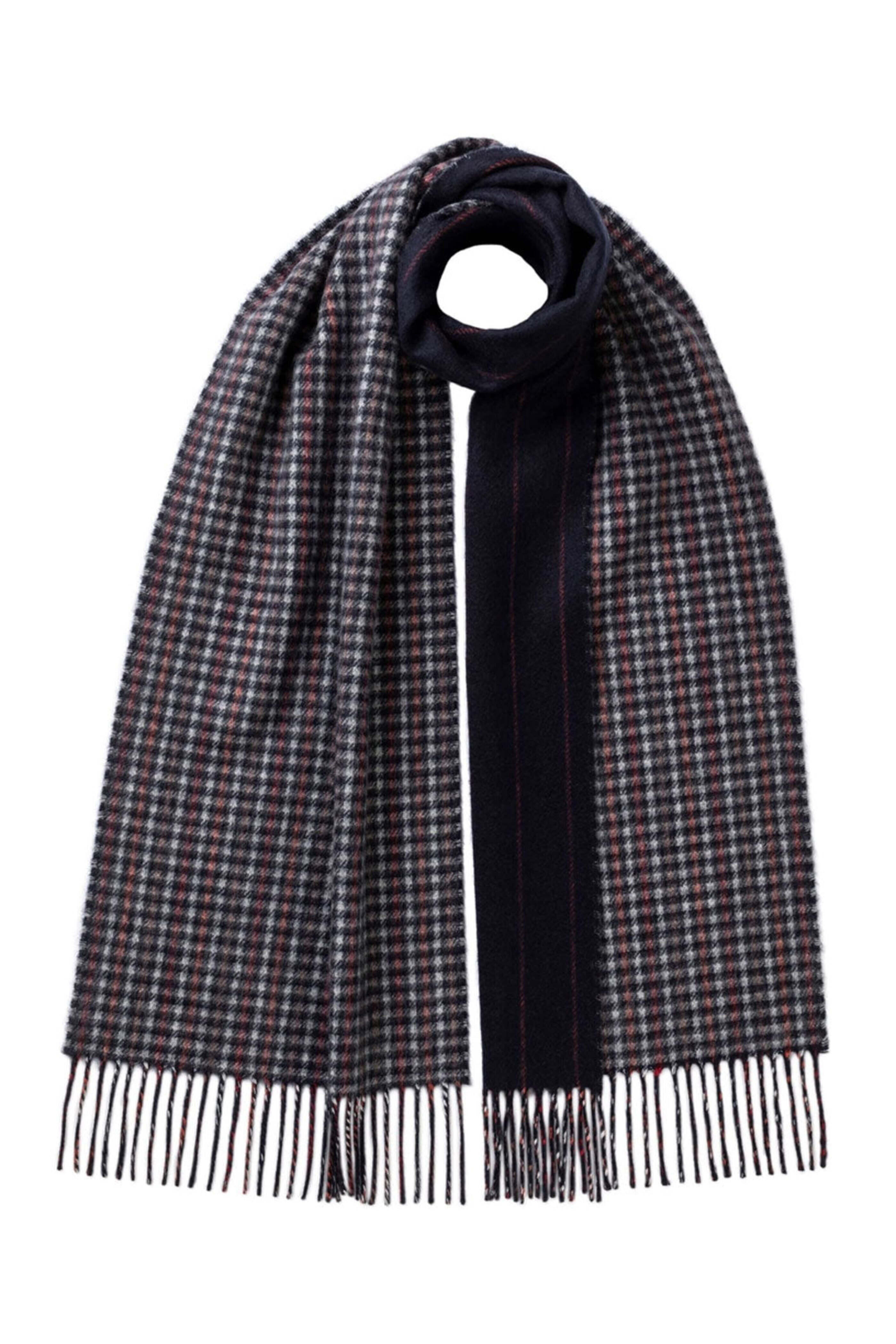 Johnstons Of Elgin - Cashmere Reversible Pinstripe Scarf in Dark Grey
