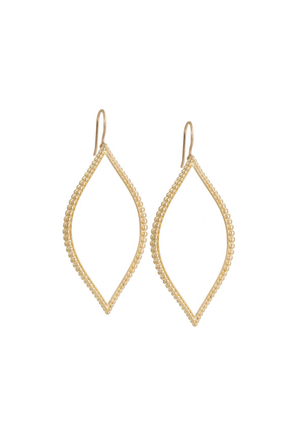 Jamie Wolf - Yellow Gold Beaded Open Marquis Earrings