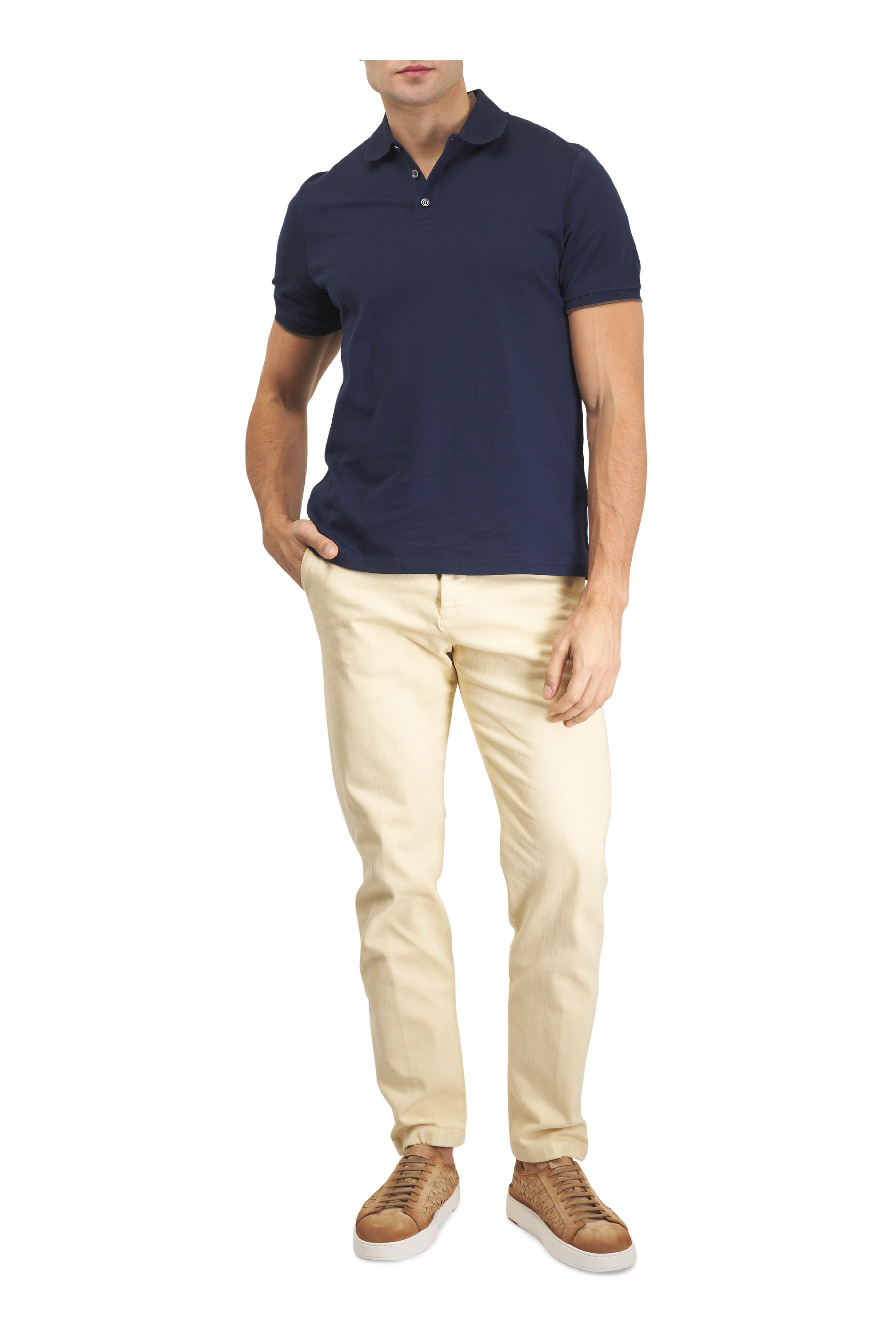 Kiton - Yellow Denim Stretch Cotton Pant