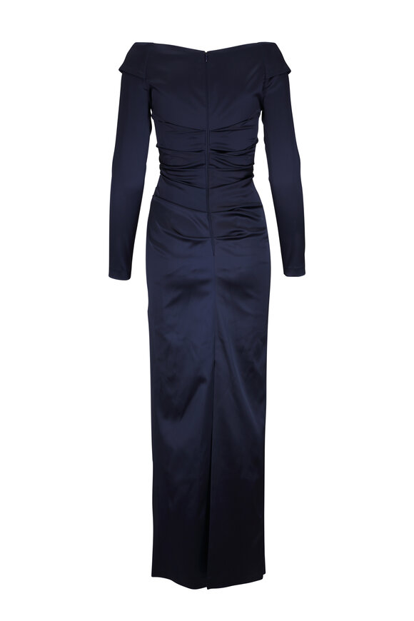 Talbot Runhof Navy Long Sleeve Gown - view 3