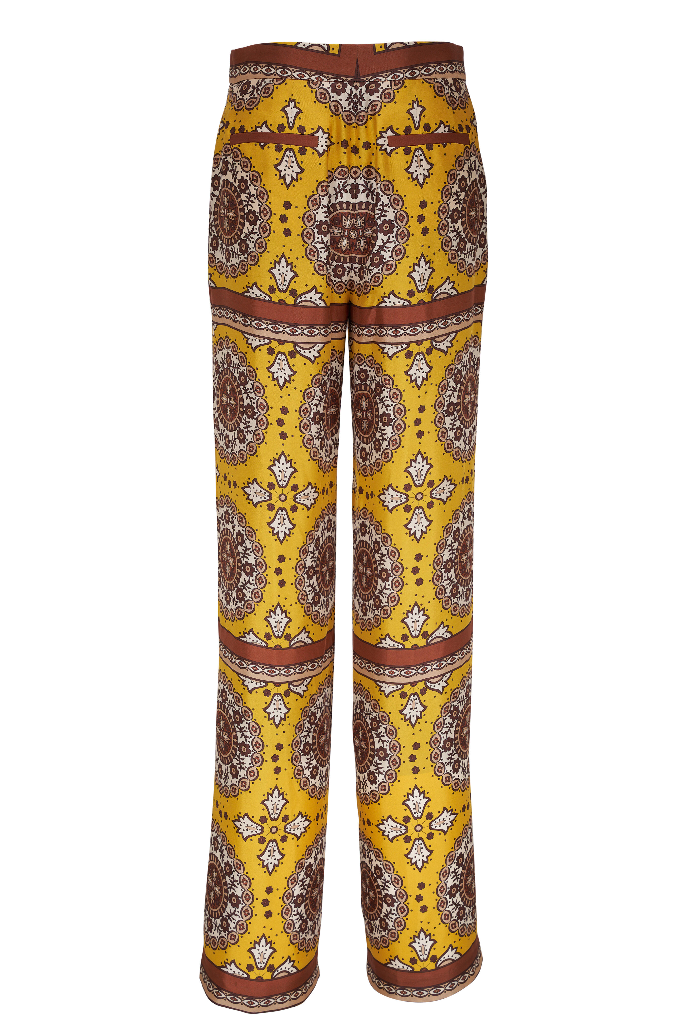 Nili Lotan - Germain Scarf Print Yellow Printed Silk Pant