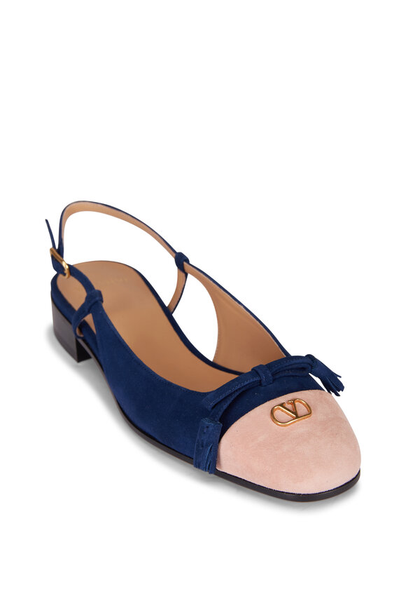 Valentino Garavani Valet Du Roi Blue Slingback Ballerina Flat - view 1