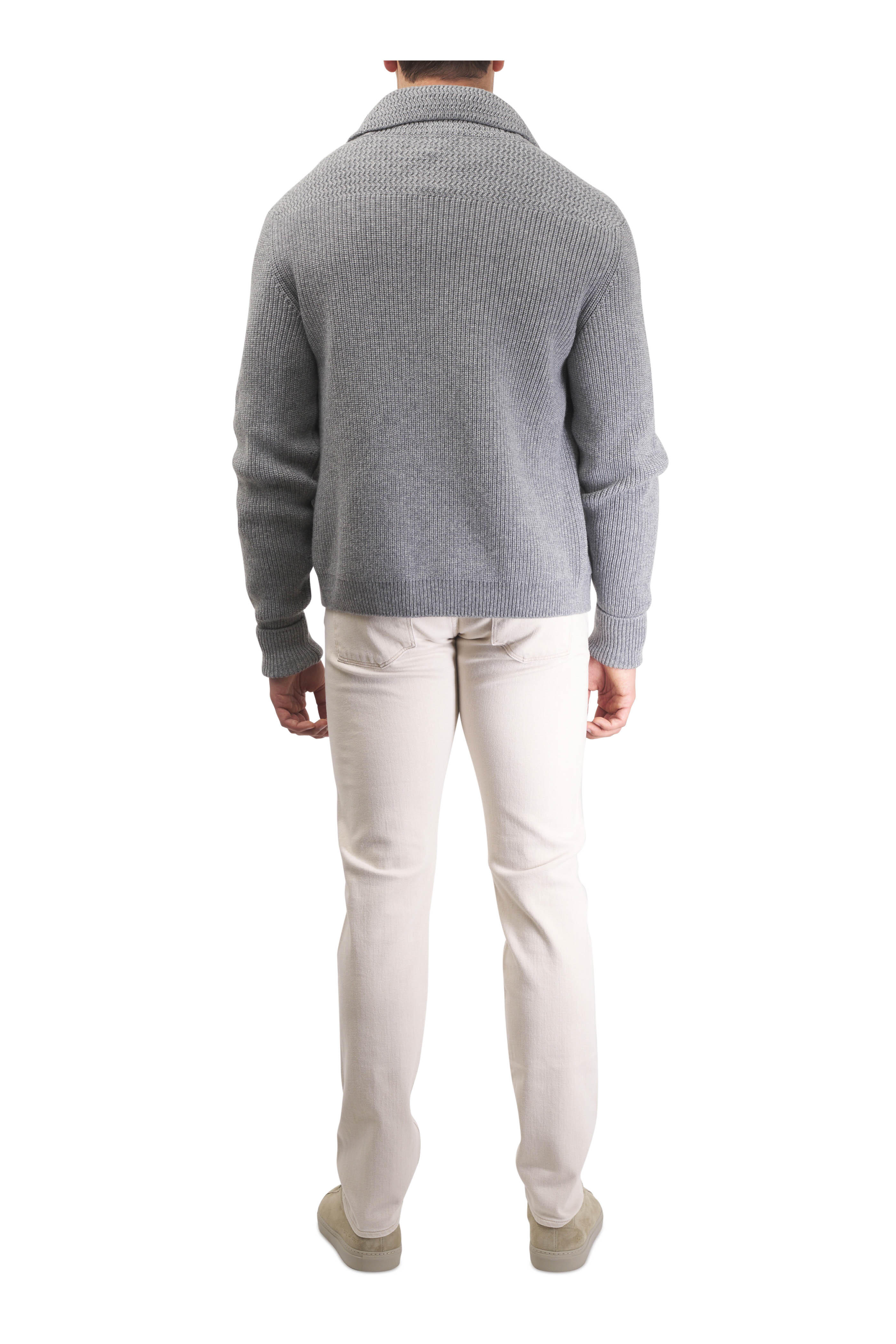 Tom Ford - Light Gray Cashmere Shawl Collar Cardigan