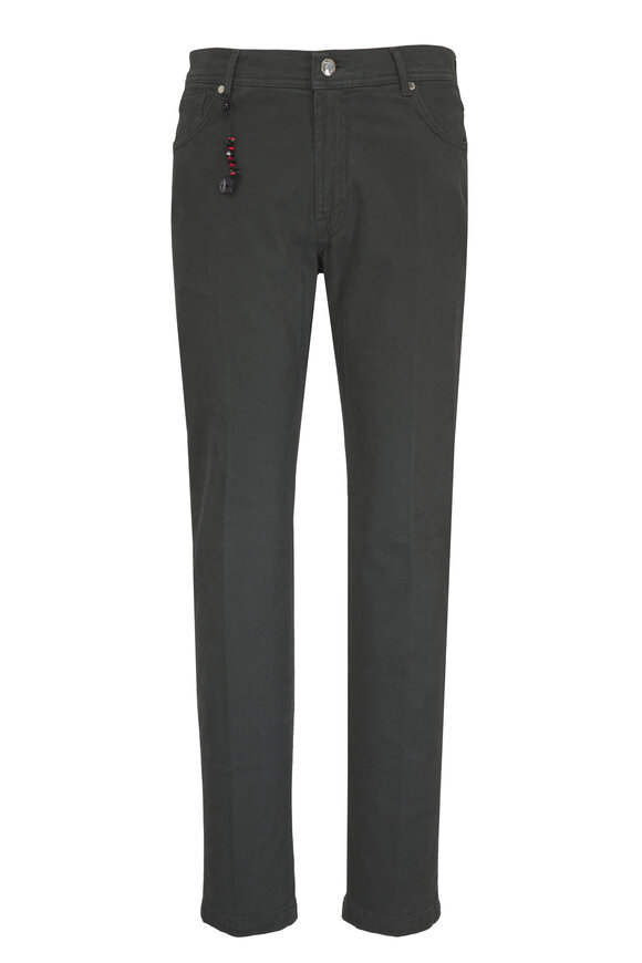Marco Pescarolo Nerano Dark Olive Stretch Cashmere Pant - view 1