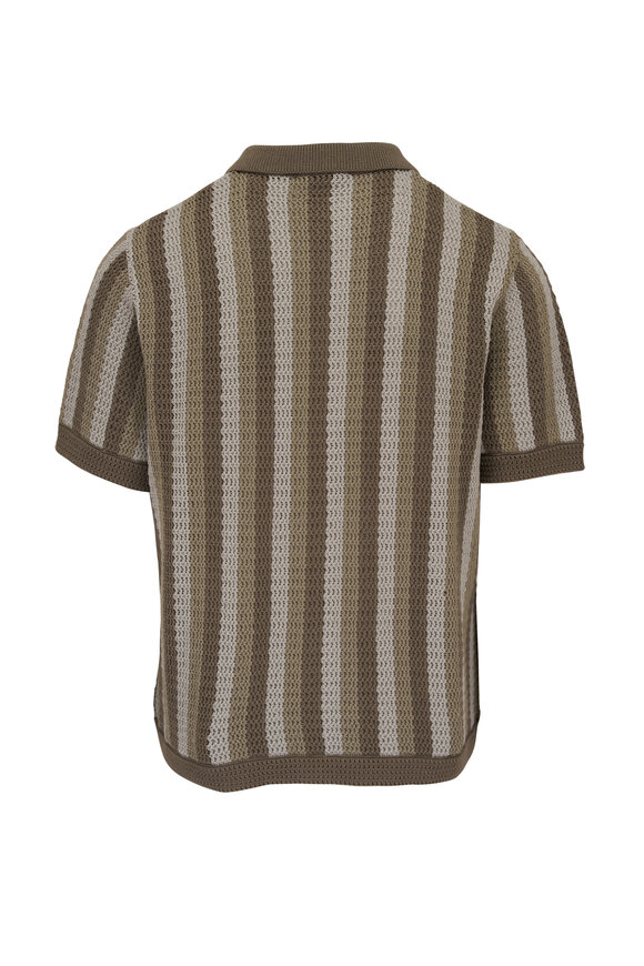 Vince - Dried Cactus Combo Striped Crochet Knit Shirt