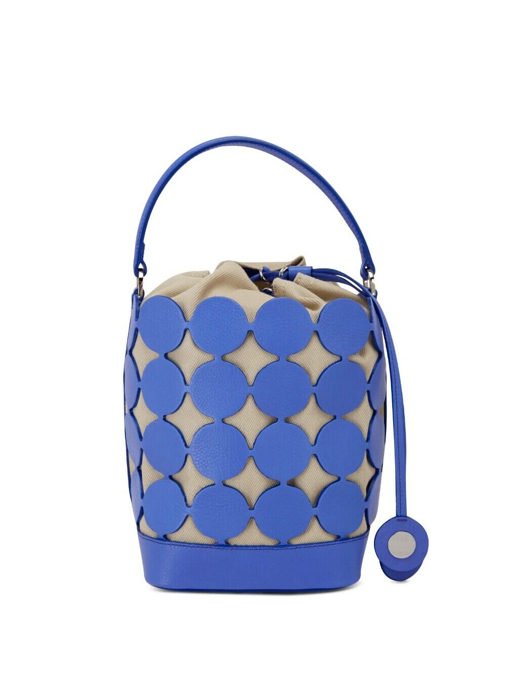 Pierre Hardy - Bulles Indigo Leather & Sand Canvas Bucket Bag