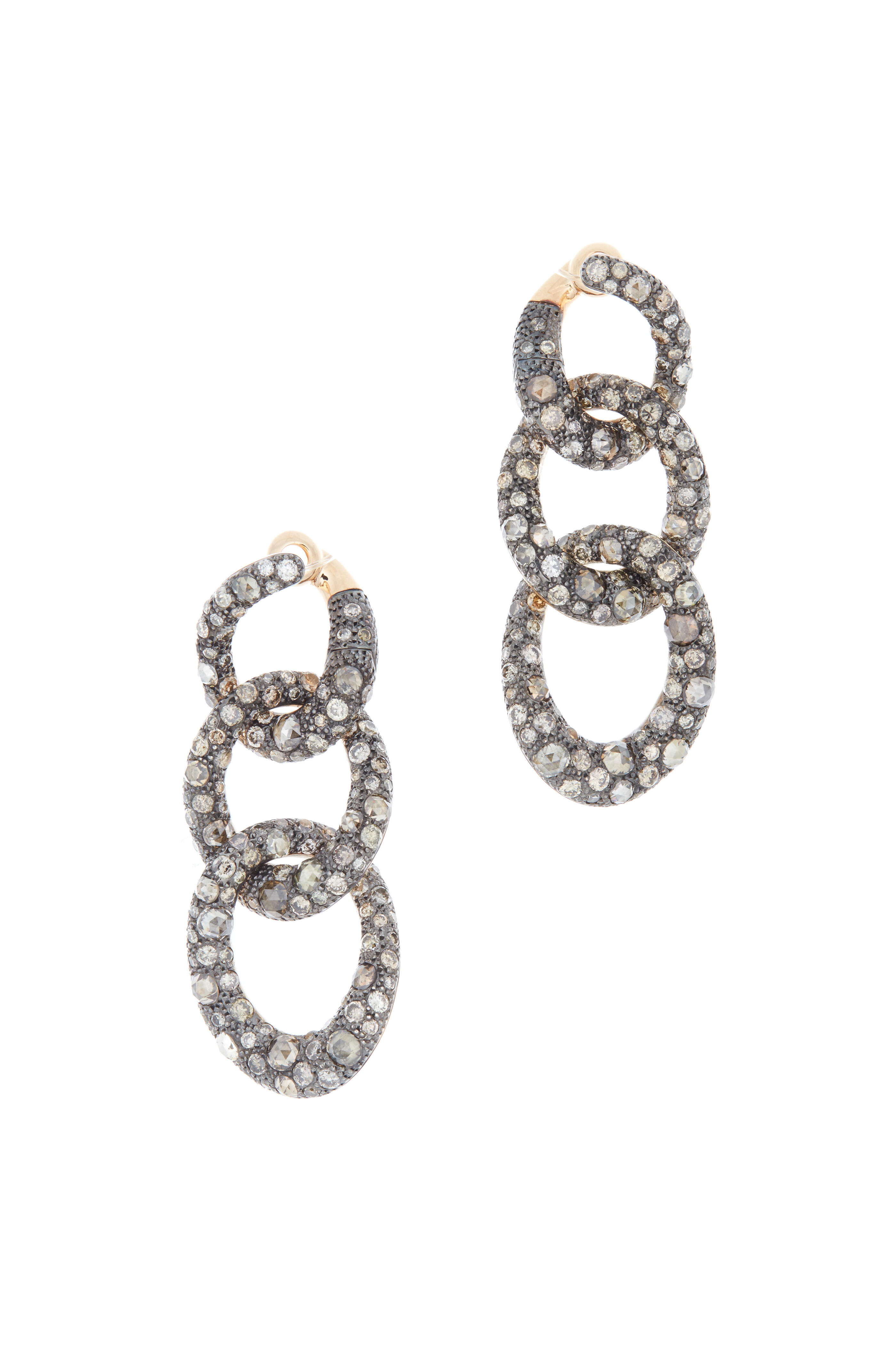 Pomellato - Gold & Silver Brown Diamond Tango Dangle Earrings