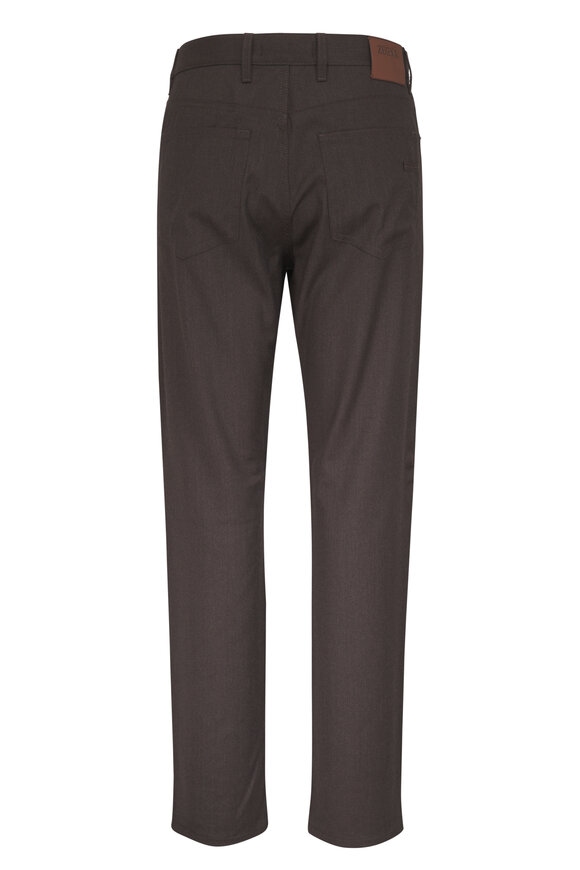 Zegna Dark Brown Wool Flannel Pant - view 2