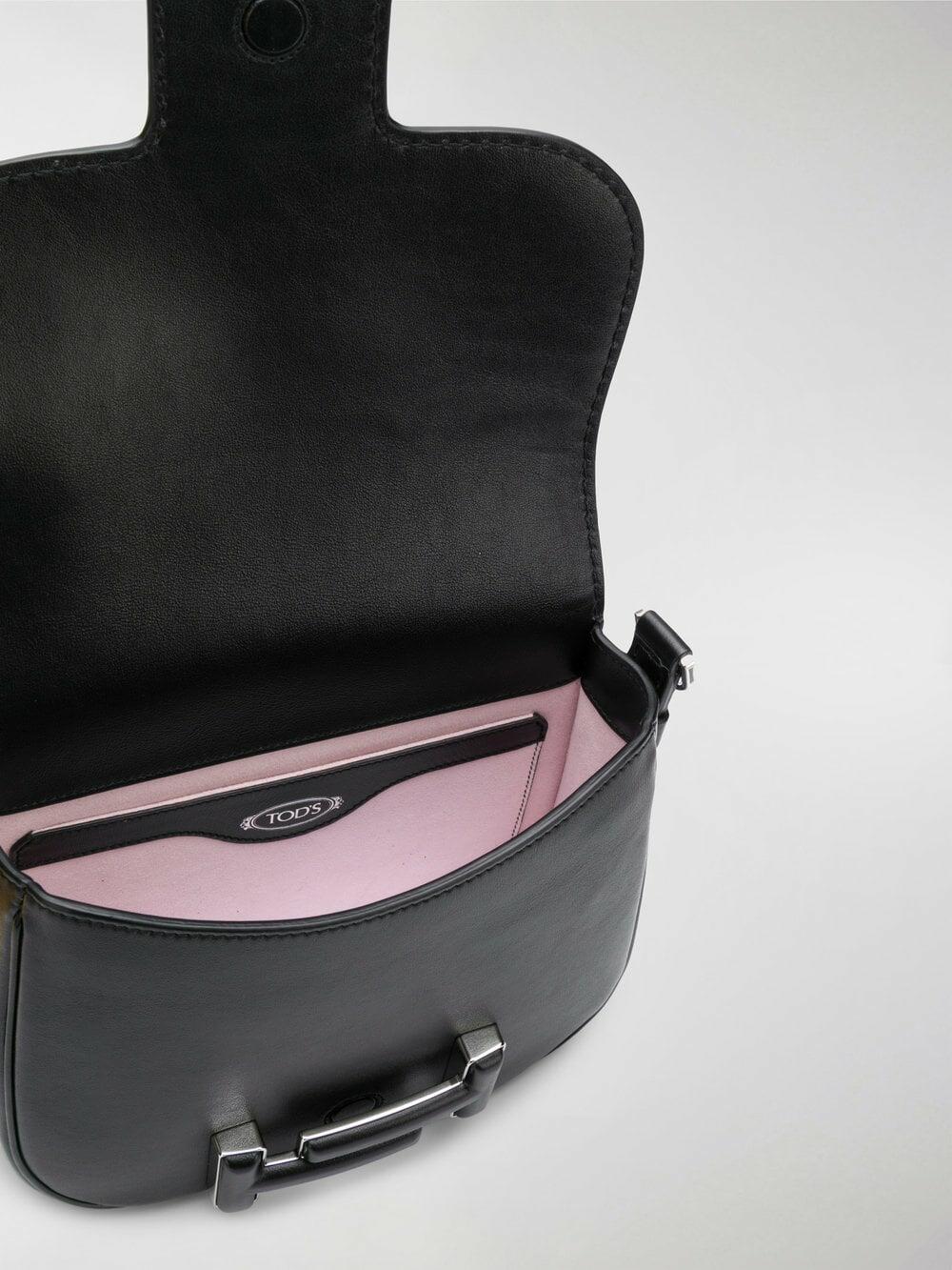 Tod's - Double T Black Leather Crossbody Bag