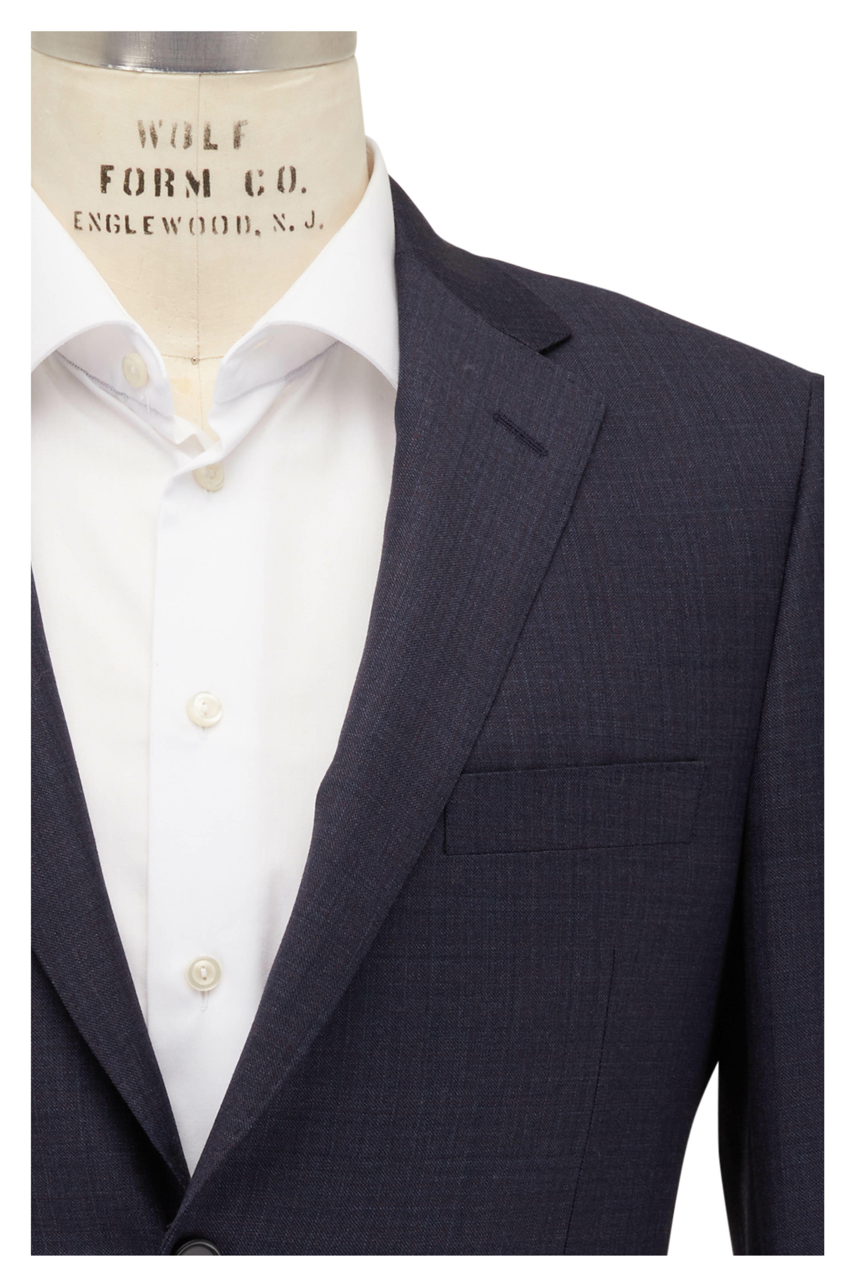 Samuelsohn - Navy Blue Subtle Micro Check Wool Suit