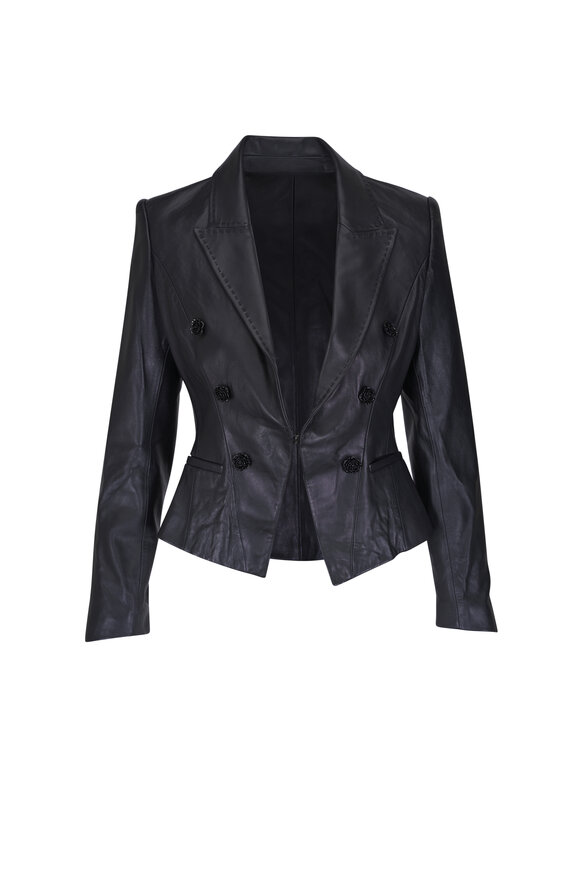 L'Agence Andalusia Black Leather Blazer