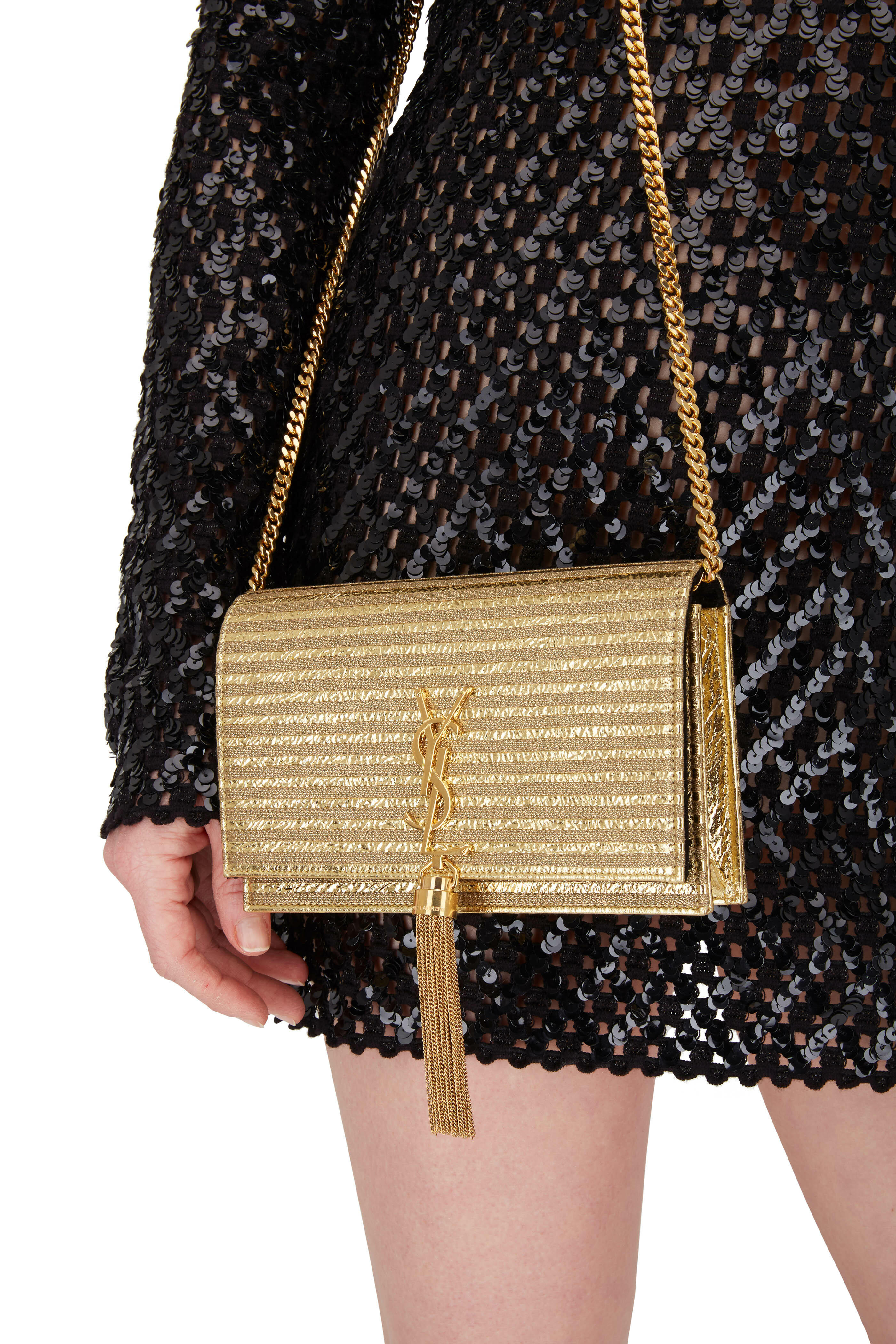 Saint Laurent - Kate Monogram Gold Textured Leather Crossbody