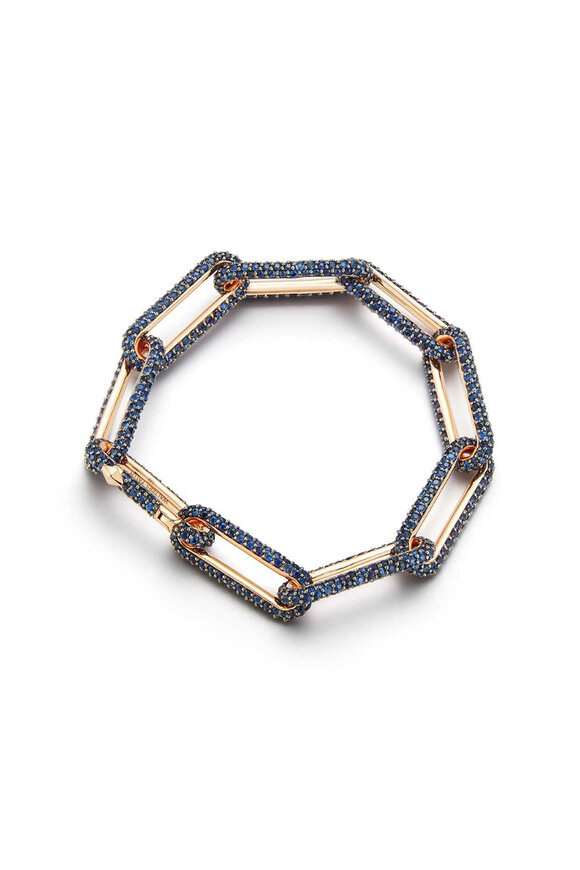 Walters Faith - Saxon Rose Gold All Blue Sapphire Link Bracelet 