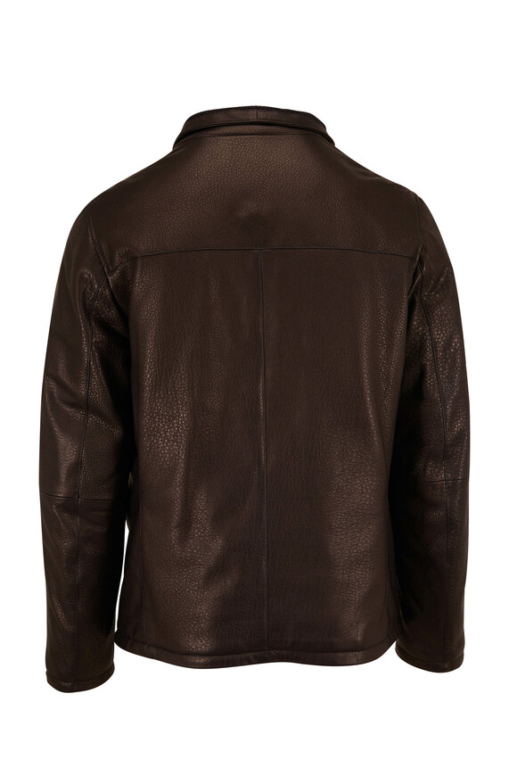 Gimos - Black Pebbled Leather Down Jacket