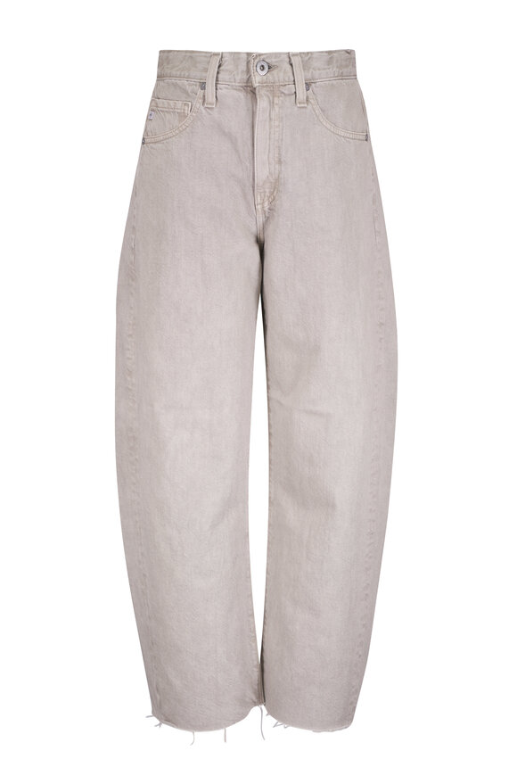 AG Hattie Sulfur Light Taupe Crop Barrel Leg Jean
