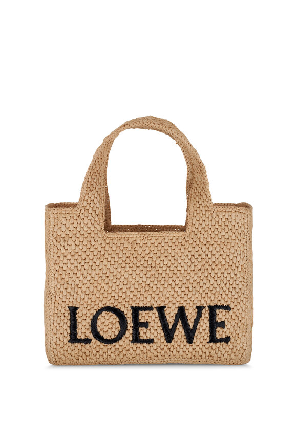 Loewe - Small Loewe Font Natural Raffia Tote 